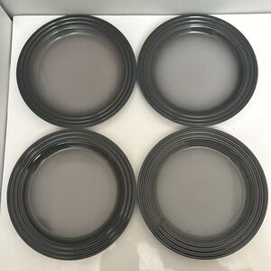 4 Le Creuset Vancouver Stoneware Salad Plates, 8.5" Oyster / Flint NWT